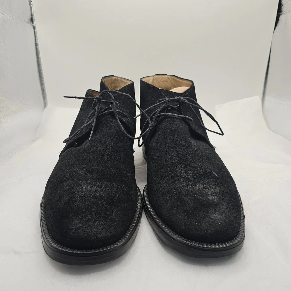 Salvatore Ferragamo Suede Chukka Boots 12 2E Black Lace Up Italy Designer Luxury